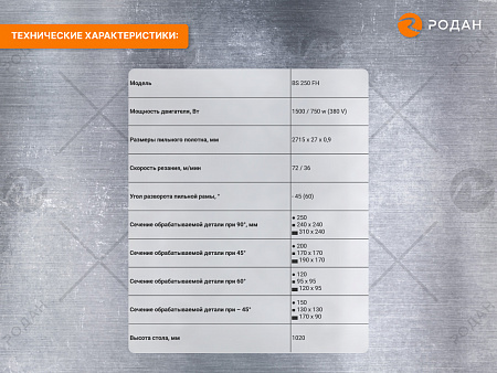 Ручной ленточнопильный станок для резки металла MetalTec BS 250 FH